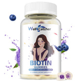 Biotin Gummies for Hair Growth - Biotin Gummies for Strong Hair Nail Skin with Multivitamin Sugar Free Vegan Chewable Hair Growth Gummy for Women Men Kids Blueberry Flavored 60-Day Supply