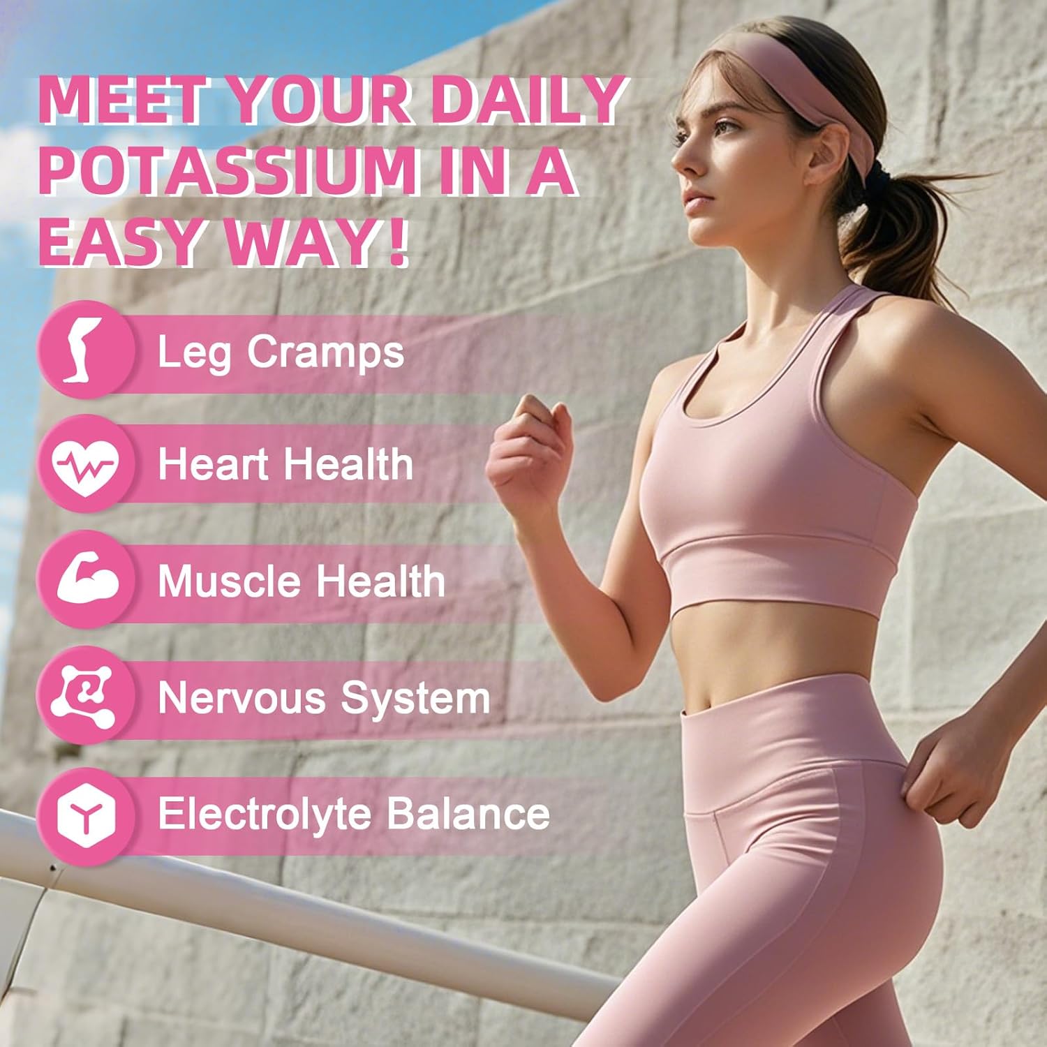 Potassium Gummies Supplement Men Women - High Potassium Citrate Gummies Sugar Free for Adults Kids Support Leg Cramps Electrolyte Balance Vegan Non-GMO Organic Strawberry Flavor 60 Counts