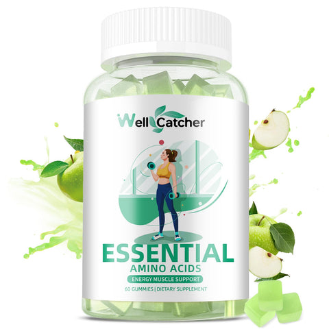 EAA Gummies Essential Amino Acids - 60 Days Supply All 9 Essential Aminos and All Branched-Chain Aminos (BCAAs) Sugar Free with Muscle Recovery Energy Support Non GMO Green Apple Flavor